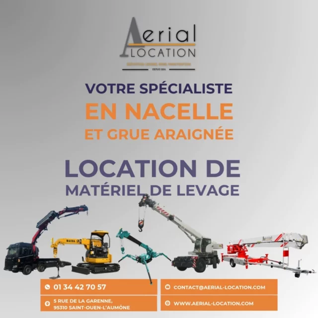 🔧 Besoin de soulever vos projets vers de nouveaux sommets ?

Aerial Location vous propose une solution de levage sur mesure, pensée pour les professionnels du BTP, de la construction métallique, de l'industrie ou de l’événementiel.

📦 Notre flotte comprend :
👉 Mini-grues araignées (Jekko & Maeda) de 6 à 13 mètres – compactes, puissantes, idéales pour les accès restreints
👉 Grues sur chenilles – stabilité optimale sur terrain difficile
👉 Grues sur remorque – faciles à déplacer, prêtes à l’emploi
👉 Grues lentes – pour les opérations précises en espace contraint

✅ Des équipements récents, contrôlés, et livrés directement sur site
✅ Intervention rapide en Île-de-France et Rhône-Alpes
✅ Un accompagnement pro de A à Z

📞 01 34 42 70 57
📍 aerial-location.com

💪 Faites le bon choix pour vos manœuvres de levage, faites confiance à Aerial Location.

#aeriallocation #levage #locationbtp #minigrue #gruechenille #grueremorque #chantier #btpfrance #locationmateriel #levageindustriel #materielpro