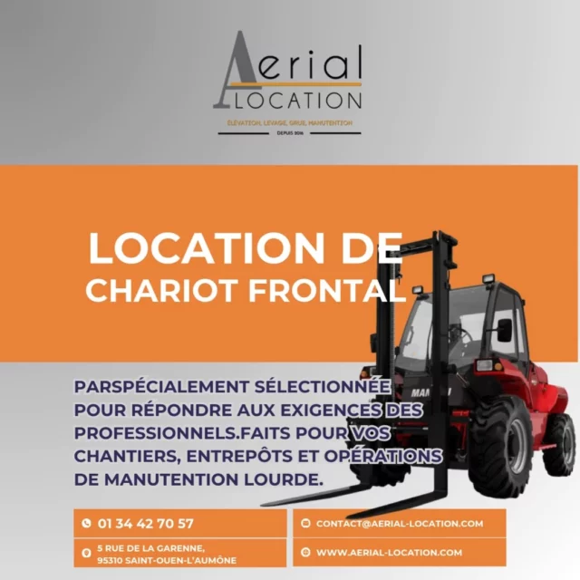 📦 Découvrez notre gamme de chariots frontaux disponibles à la location chez Aerial Location, spécialement sélectionnée pour répondre aux exigences des professionnels.

✔️ Capacité de levage jusqu’à 5 tonnes
✔️ Motorisation diesel ou gaz selon vos contraintes
✔️ Haute maniabilité, même dans des espaces réduits
✔️ Confort de conduite pour une productivité maximale
✔️ Entretien régulier & équipements certifiés

💼 Que vous soyez dans la logistique, l’industrie, le BTP ou la manutention lourde, nos chariots frontaux s’adaptent à tous vos environnements.

📍 Location disponible en Île-de-France & région lyonnaise
📞 Contact direct : 01 34 42 70 57
📧 contact@aerial-location.com
🌐 aerial-location.com

🎯 Aerial Location – Votre partenaire en levage, élévation, manutention et logistique industrielle.

#chariotfrontal #manitou #locationindustrielle #manutention #logistique #levage #locationbtp #chariotelevateur #aeriallocation #professionnels #idf #lyon